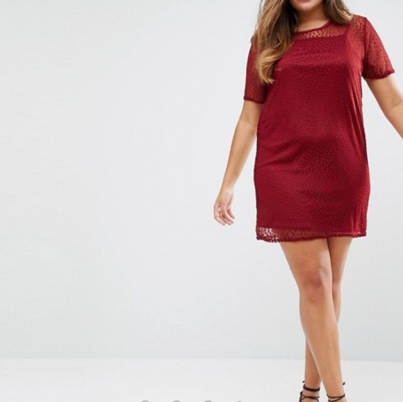 Boohoo Plus Spotty Mesh T-Shirt Dress - Picture 1 of 4